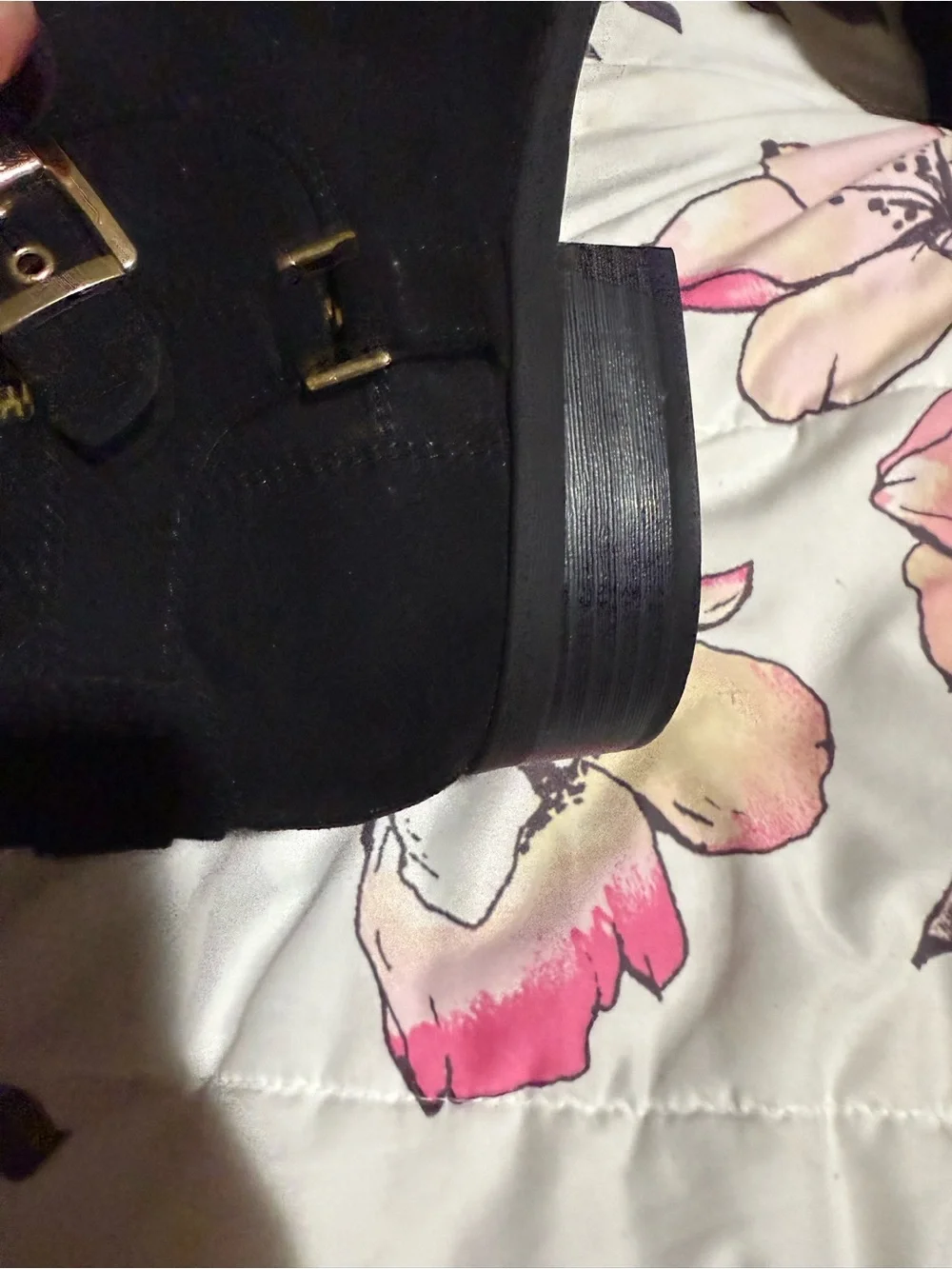 Guess Black Over-the-Knee Suede Boots with Gold Zipper & Buckle
